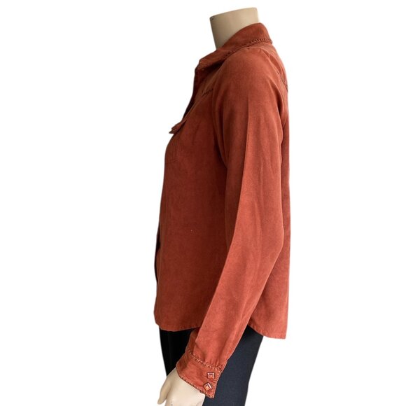 Wrangler Soft Faux Suede Western Snap Shirt Blouse SZ M - Picture 2 of 11